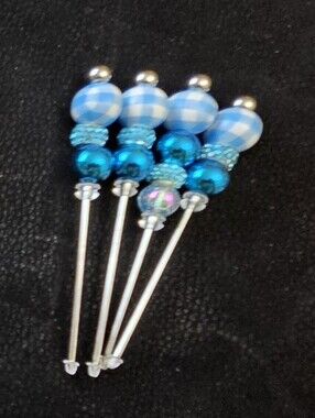 Blue Beaded Serving Picks – Set of 4 Decorative Charcuterie Picks
